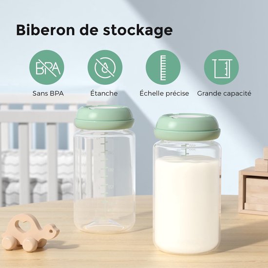 Ulisem - Moedermelk Bewaarflès 300ml - Koelkast & Vriezer Geschikt - BPA Vrij - Ergonomisch Ontwerp - 4PCS — afbeelding 4