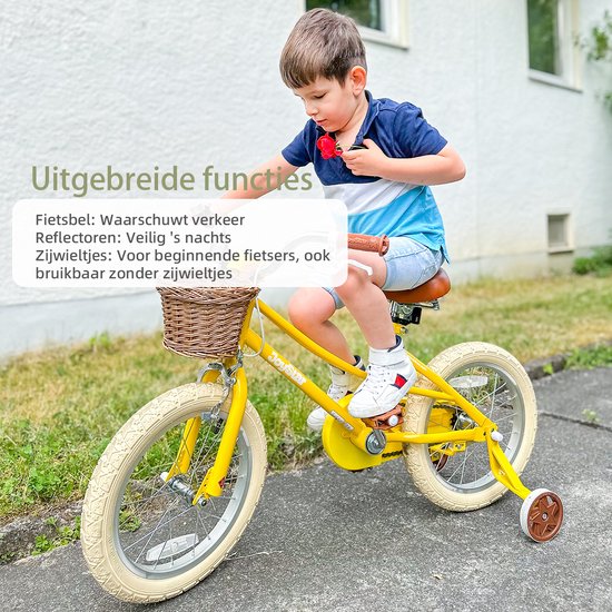 STITCH Fantasy Meisjesfiets 16 inch – Geel Kinderfiets met Zijwieltjes & Mandje – 3-5 jaar — afbeelding 4