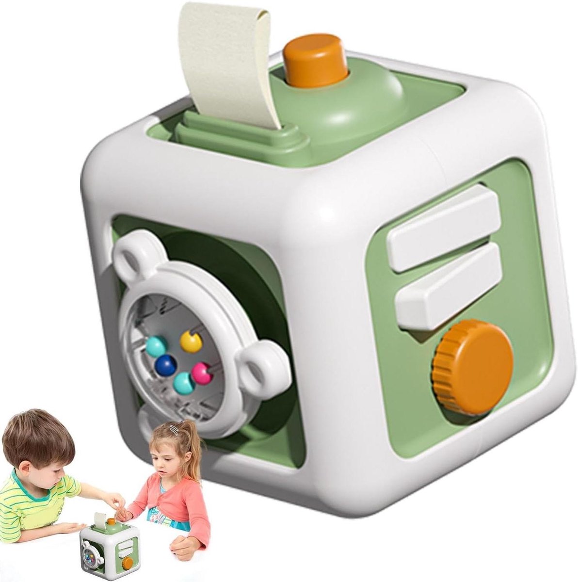 Activiteitkubus Speelgoed - Zintuiglijke Kubus - Motorische Ontwikkeling - Meerdere Educatieve Elementen - 159 x 132 x 112 cm - Groen