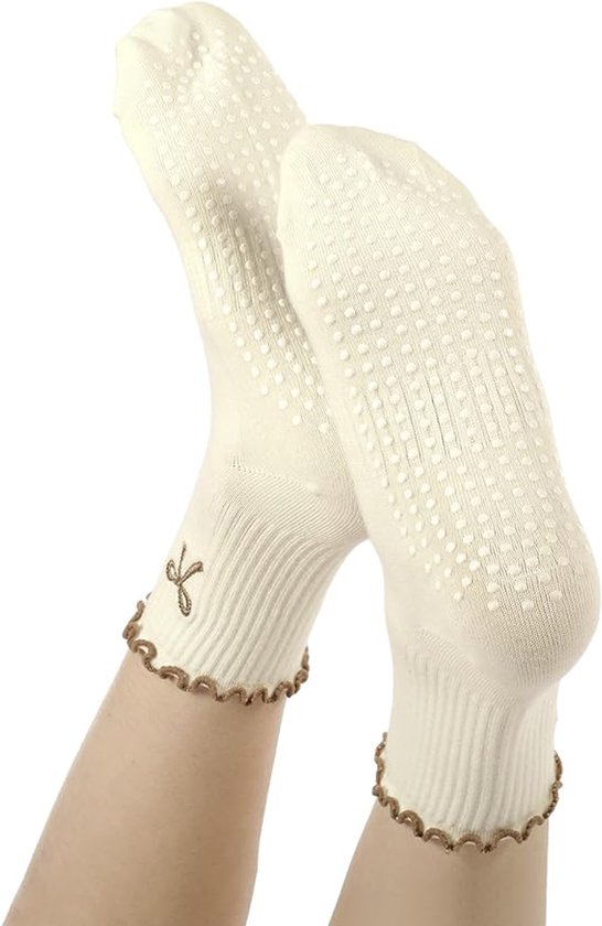 4 Paar yogasokken - Met strik & ruche - Anti-slip - Voor sport en ballet — afbeelding 2