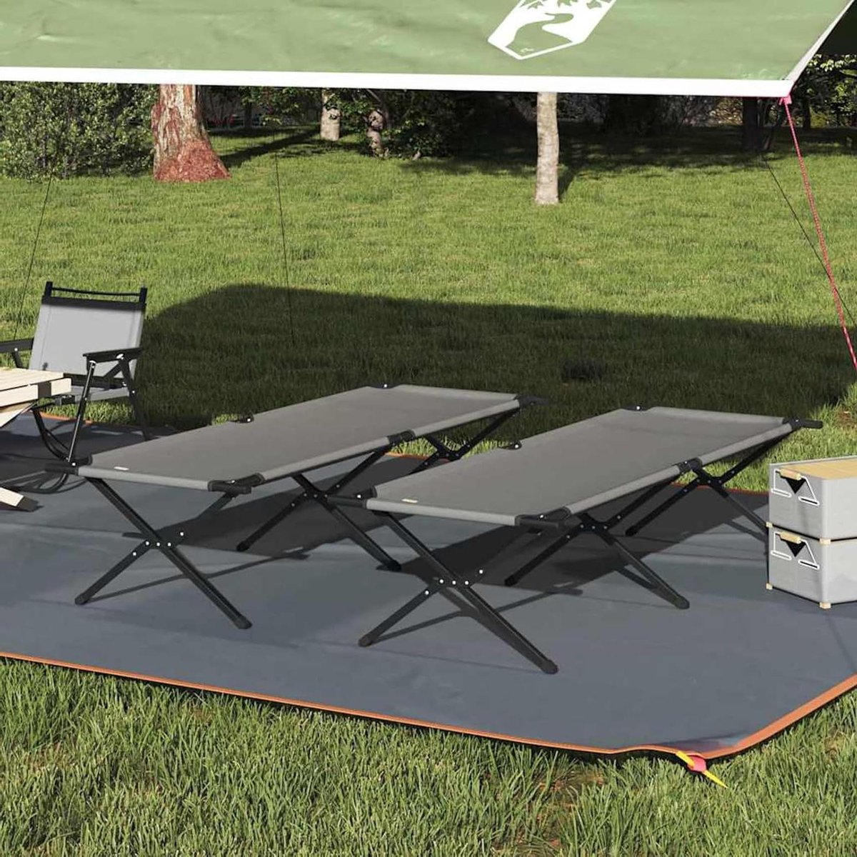 Opklapbaar Slaapbed - Kampeerbed Logeerbed - Outdoor Overnachten - Snel Opgezet - 210 x 80 cm - Grijs