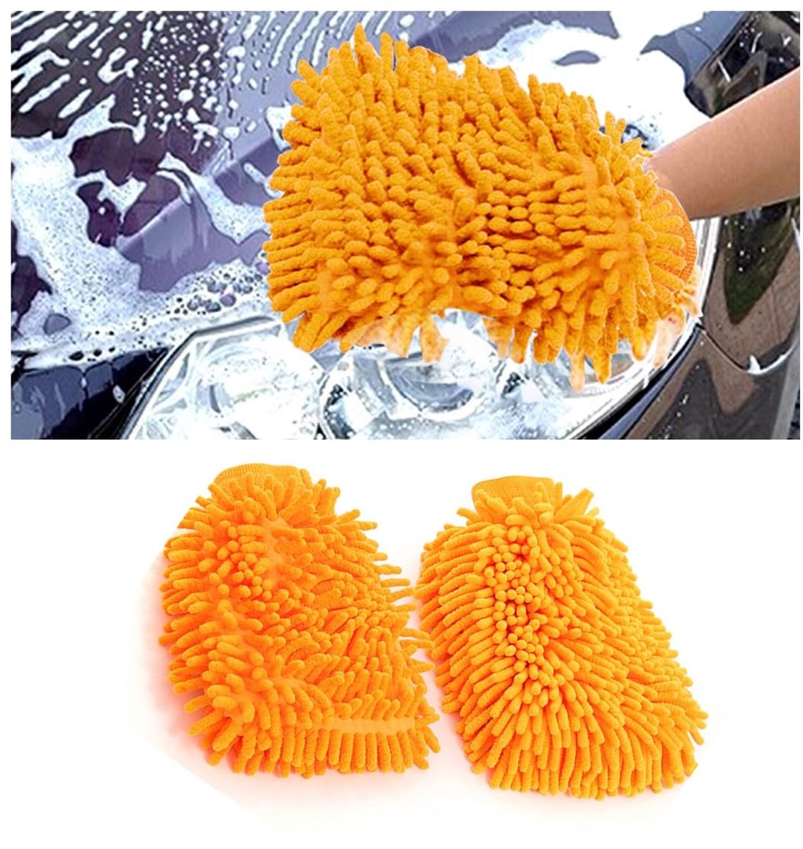 SOUQONE- Microvezel Handschoenen - 2 Stuks - Zachte Chenille - Krasbestendig - Absorberend - Universeel Gebruik - 22 x 18 cm - Washandschoenen