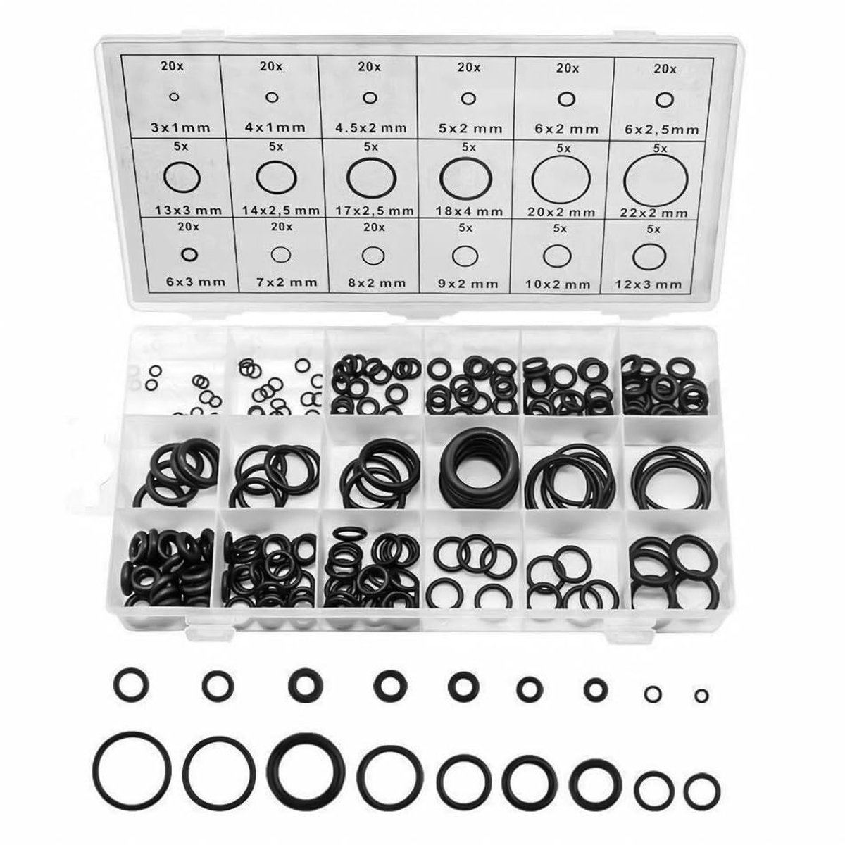 SMOAKEZ - O-ringafdichtingsset - 225-delige set - rubberen afdichtingen - veelzijdig gebruik - hittebestendig en UV-bestendig - ideaal voor loodgie...