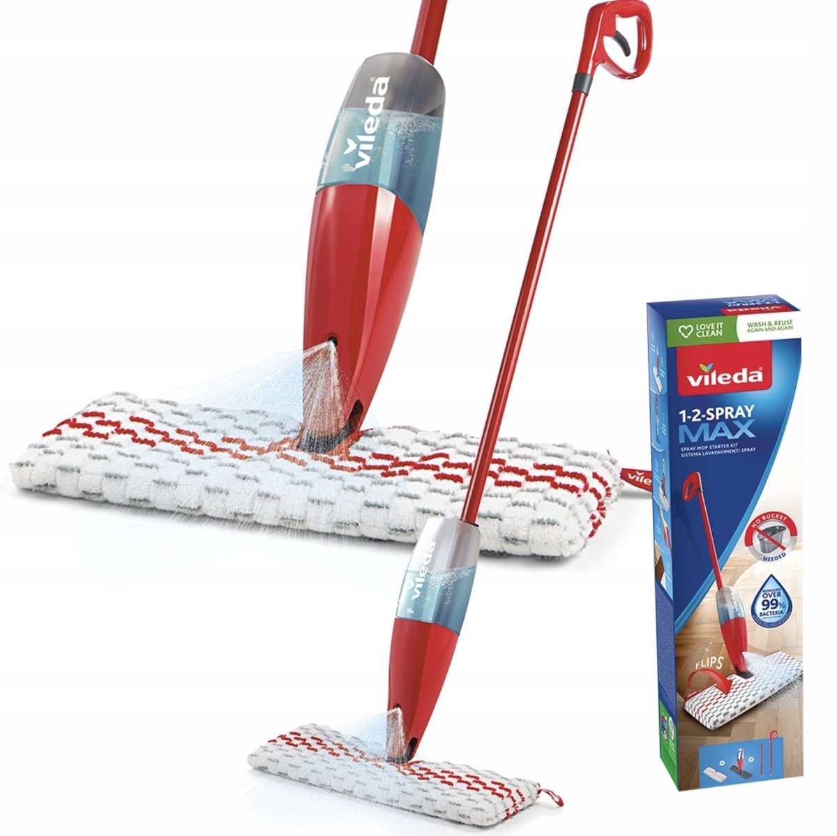 Vileda 1-2 Spray Max Mop met Sprayfunctie - Ideaal voor alle vloeren