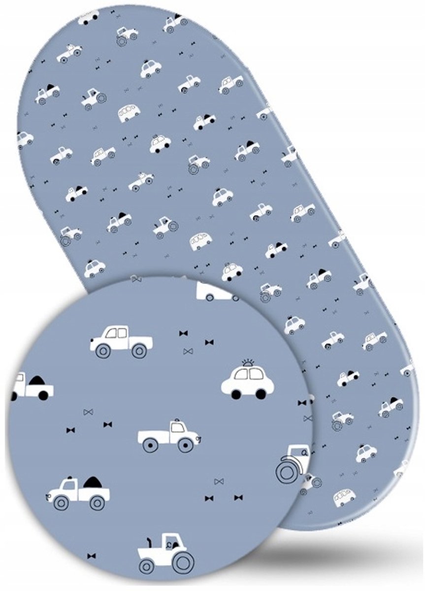 Babymam Kinderwagenbakhoeslaken 38x80cm Katoen Autootjes Blauw