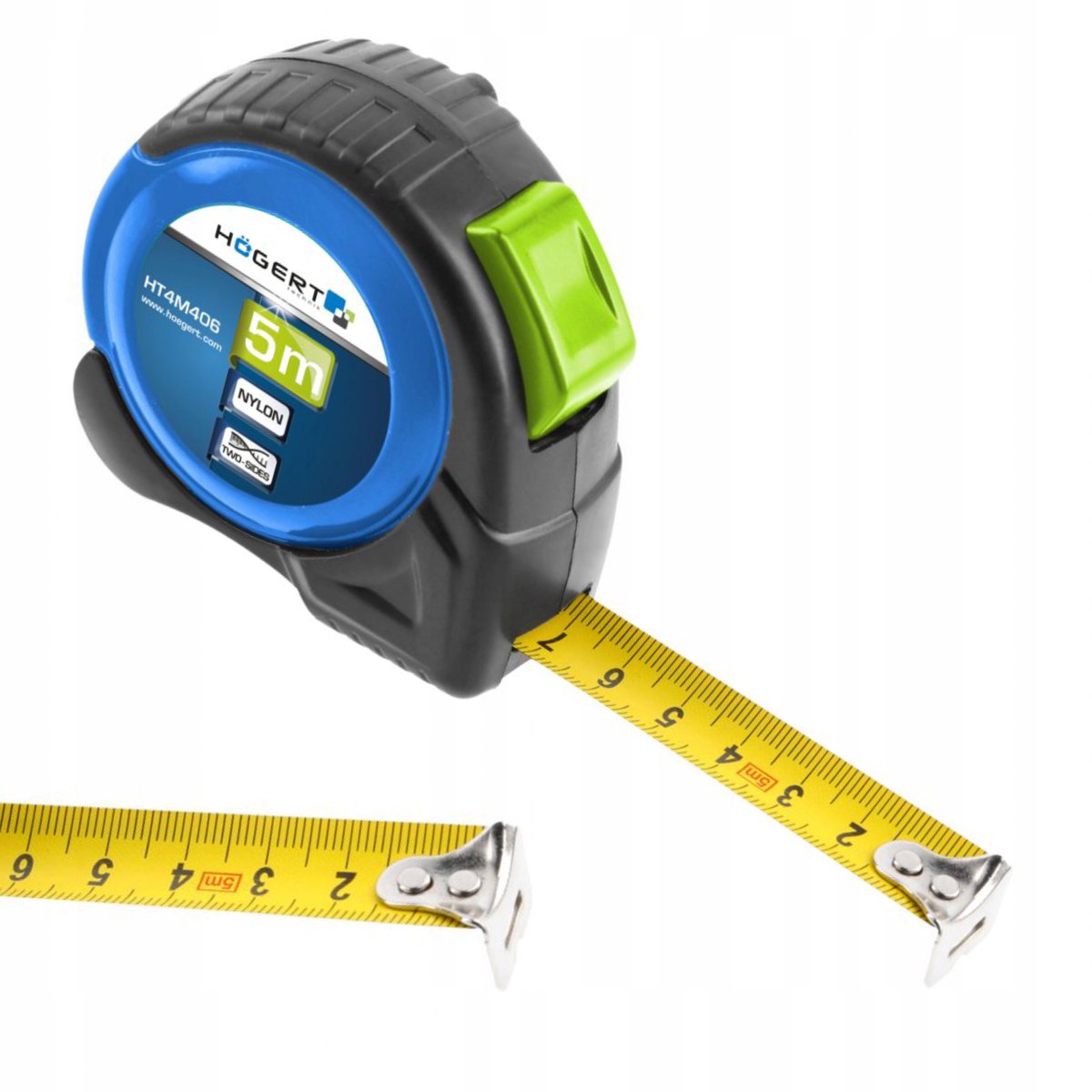 HOGERT Rolbandmaat 5m 19mm Nylon - Dubbelzijdig Bedrukt