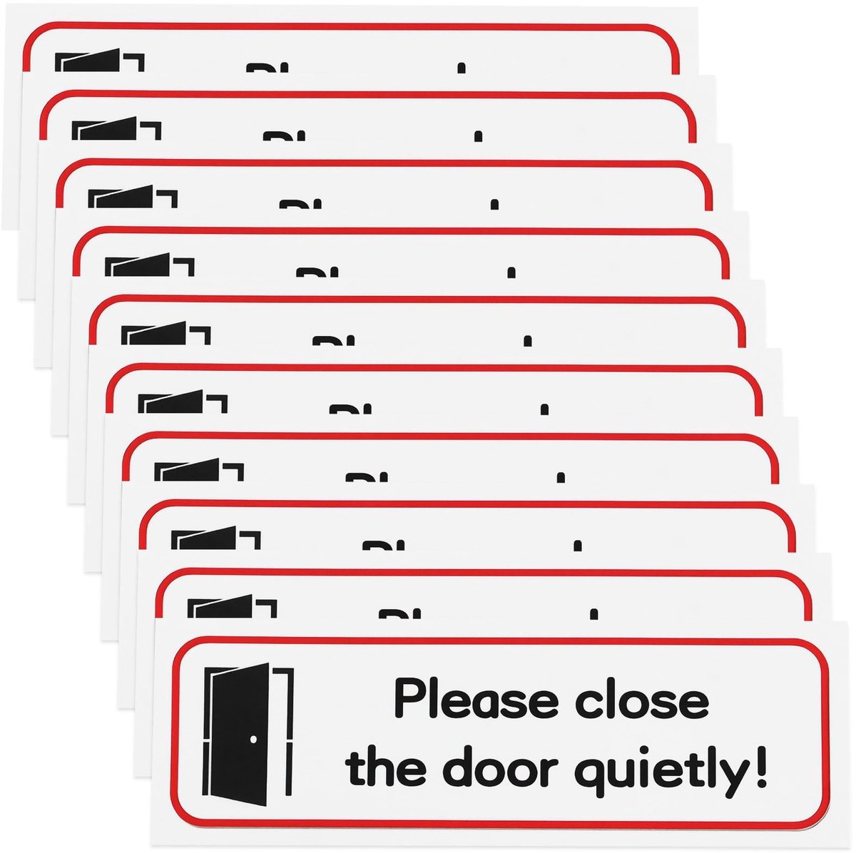 Dailygoods- Deursticker "Sluit de deur stil!" - Zelfklevend - 10 Stuks - PVC - 196x65mm - Duurzaam materiaal