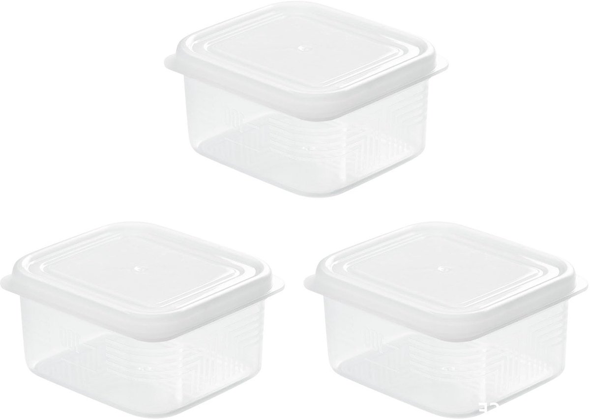 ZEYNOMAX- Opslagcontainers 3 Stuks - Herbruikbaar - Vriezercontainers - Luchtdicht - BPA-vrij - Voedselveilig PP - 7,5x8,5x4,5 cm