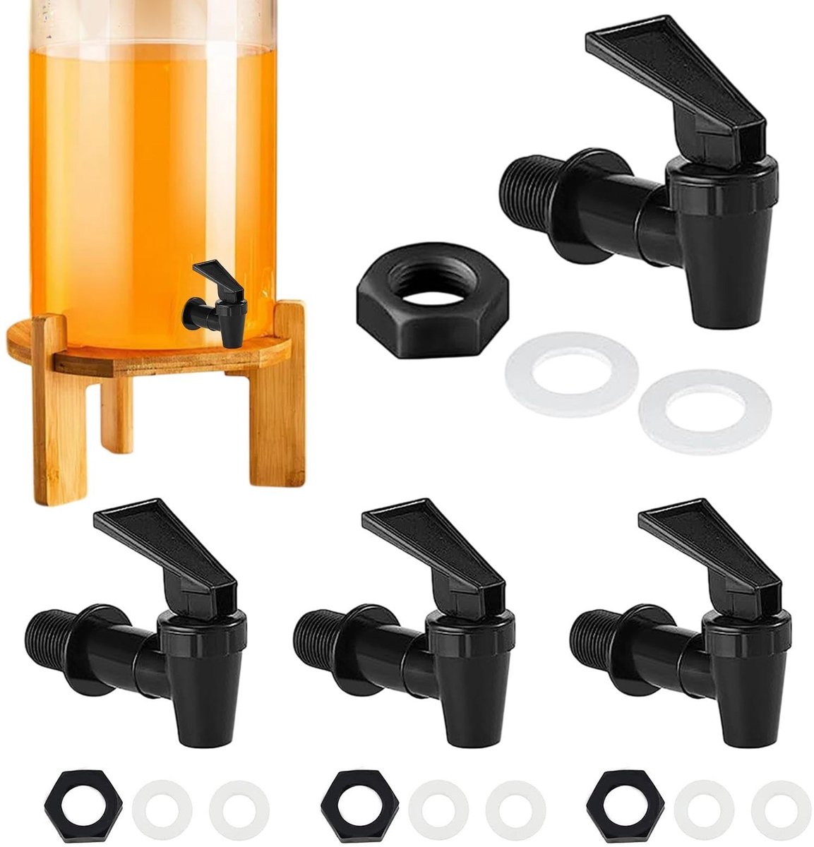 Dailygoods- Drankdispenser 4 Stuks - Tapkraan/Kraan - Voedselveilige Kunststof - Universeel Passend - Inclusief Accessoires - Eenvoudige Installatie