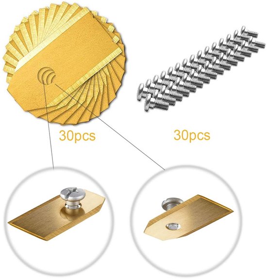 Messen Messenset 30-delig - Vervangende Messen - Premium Kwaliteit - Roestvrij Staal - Bladdikte 0,75 mm - Compatibel met Robotmaaiers - Vervangingsmessen — afbeelding 3
