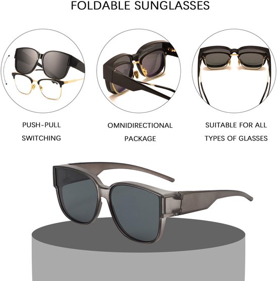 Zonnebril Gepolariseerd - Overzet Zonnebril Dames - UV-bescherming - Wrap Over Bril - Lichtgewicht - Comfortabel TR-frame - Overzetzonnebril — afbeelding 5