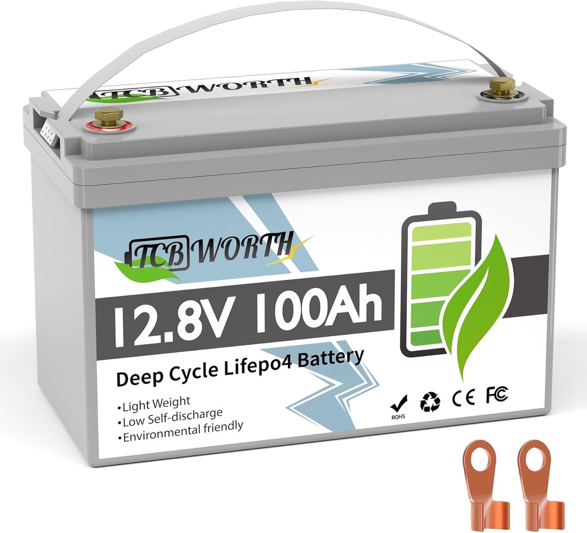 Lithium Batterij - LiFePO4 Accu - Energie Opslag - Lichtgewicht Ontwerp - 100Ah 12V - Zwart