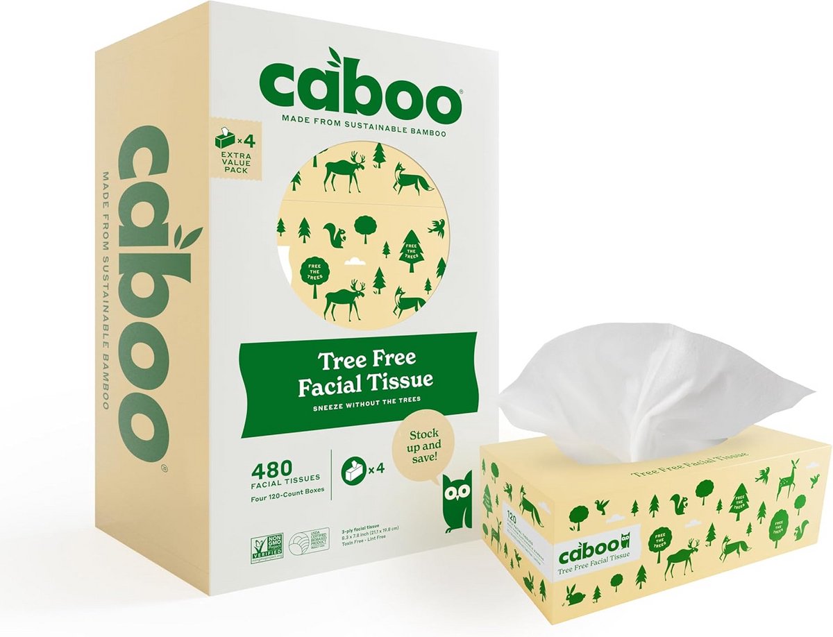 Zachte Tissues - Milieuvriendelijk Papier - Dagelijks Gebruik - Gemaakt Van Bamboe - 4 Pakken 480 Stuks - Groen