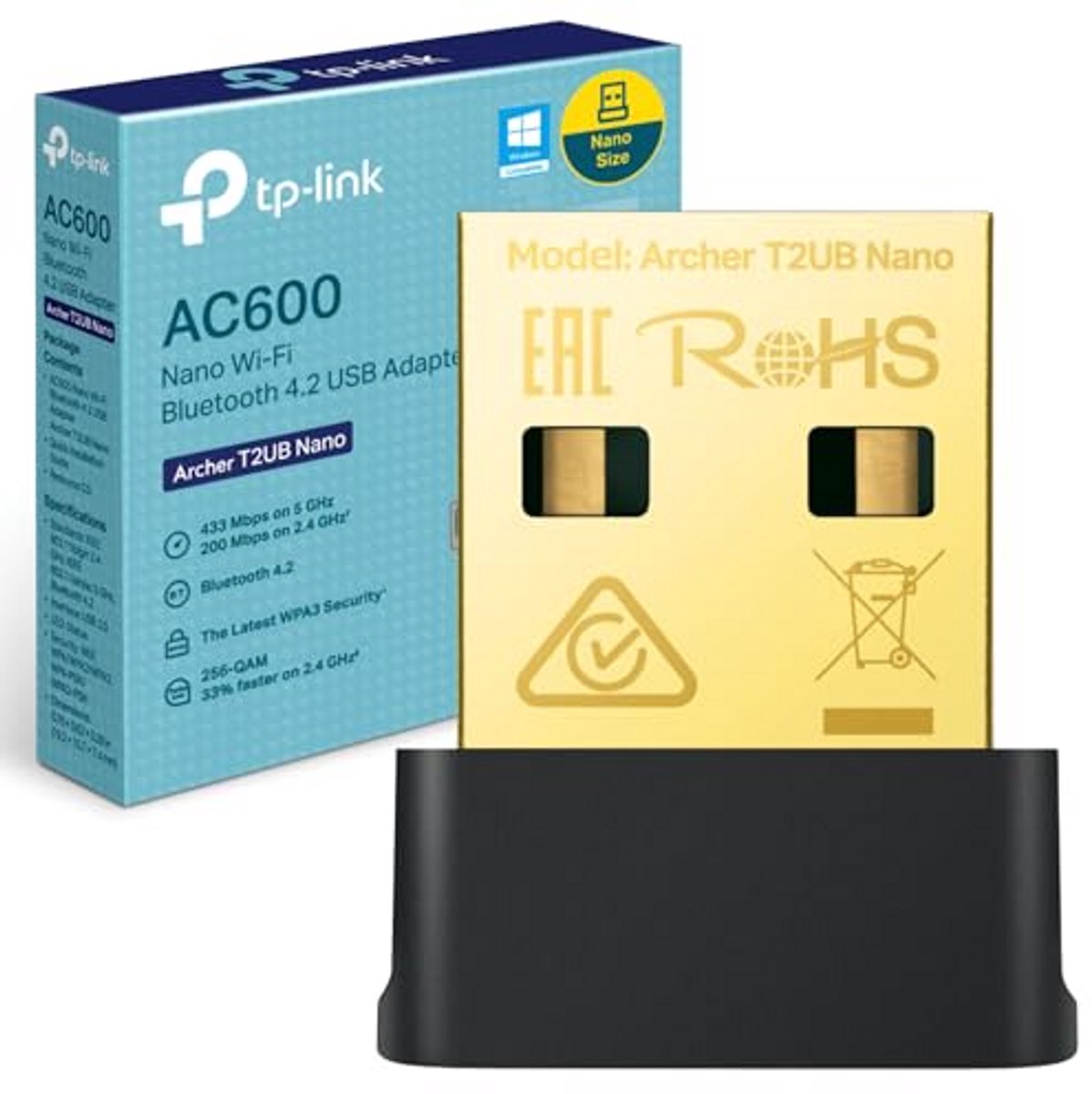 Wifi Bluetooth Adapter - Draadloze Netwerkkaart - Snelle Internetverbinding - Dual Band AC600 - Nano Formaat - Zwart