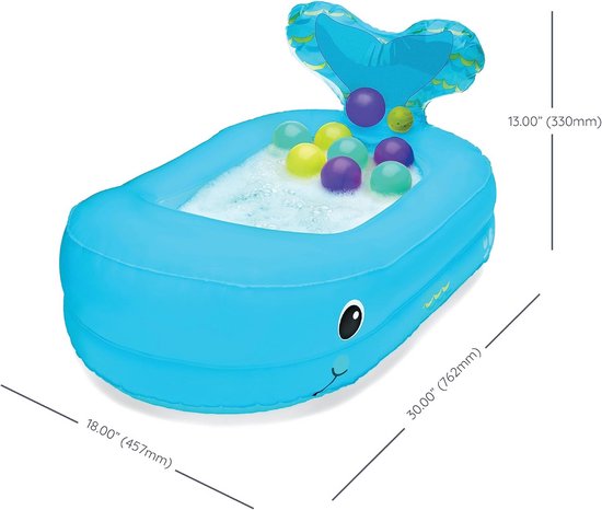 Opblaasbaar Baby Bad met Walvisdesign - Spetterplezier met 10 Drijvende Ballen en Warmte-indicator — afbeelding 4