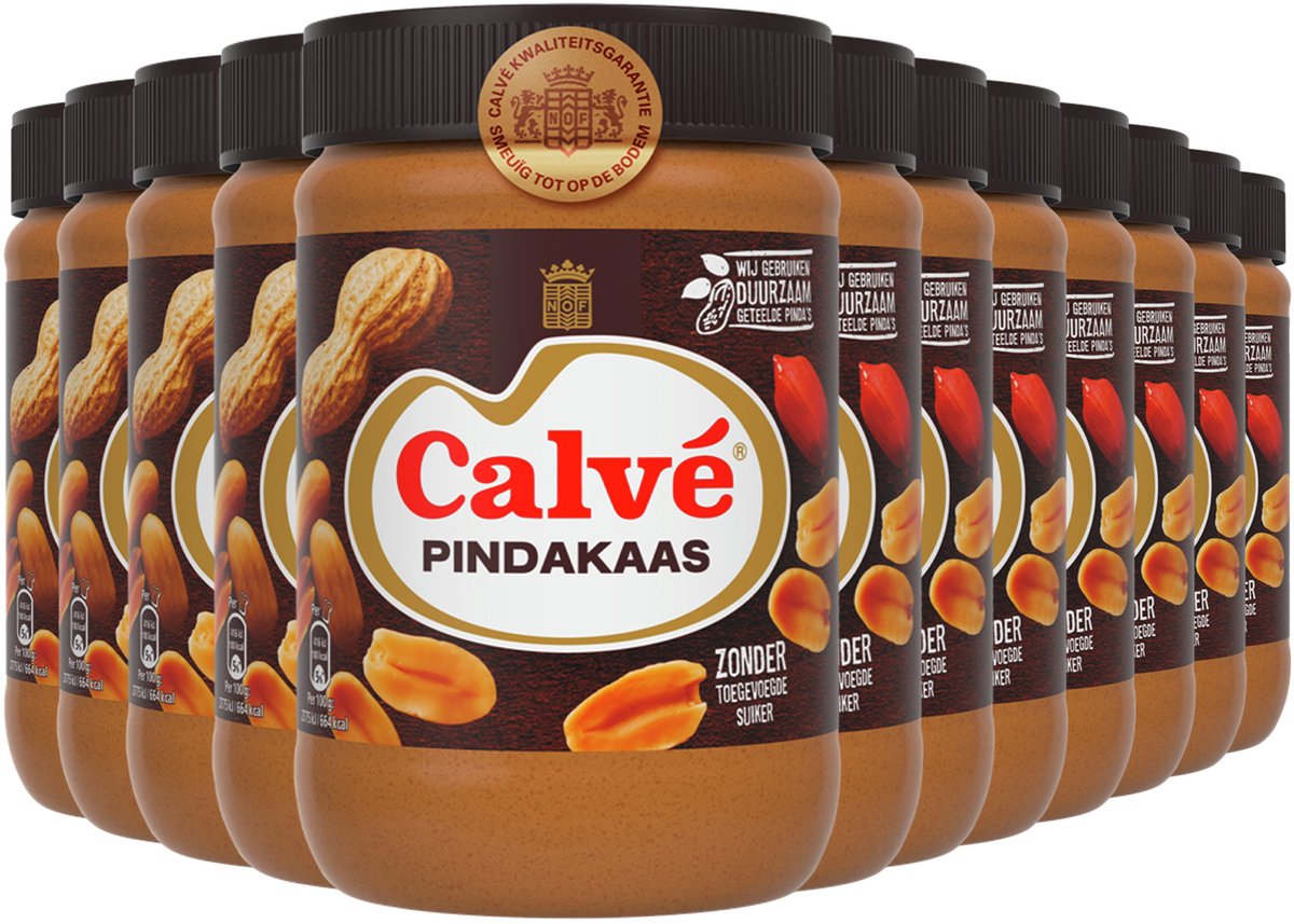 Calve Pindakaas - Regular - zonder toegevoegde suikers - 12 x 650 g