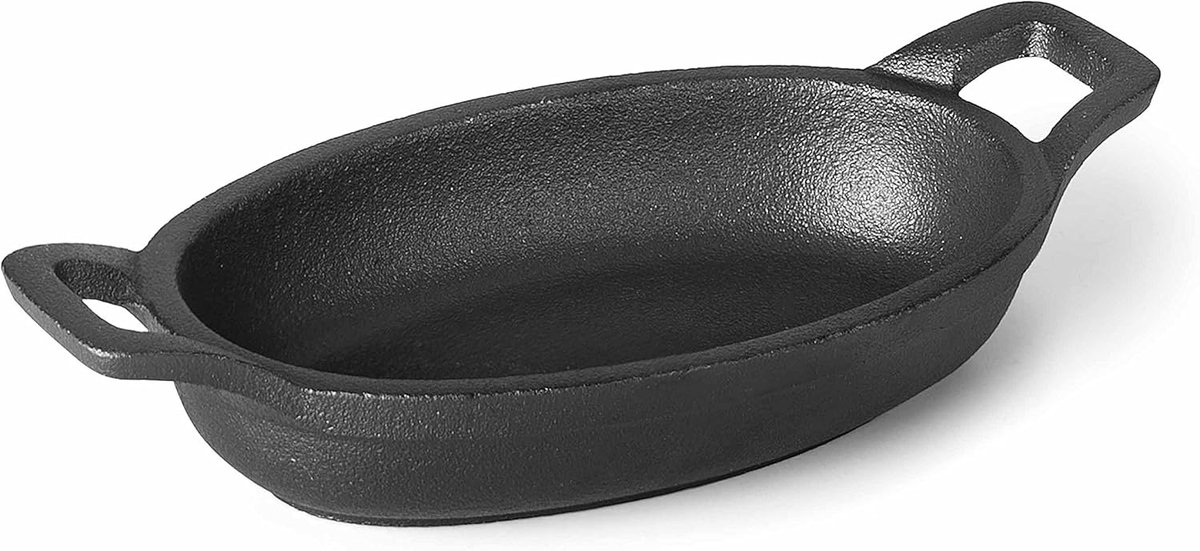 Ovale kookpan - Gietijzeren pan - Klassiek koken - Ovenbestendig - 17 cm - Zwart