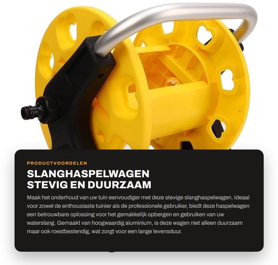 Dailygoods- Slanghaspel Stevig - Slanghouder Aluminium - Slanghaspel Muur - Slanghaspel 30 Meter - Hand Push Design - Duurzaam en Stabiel - Slangoproller van Dailygoods — afbeelding 4