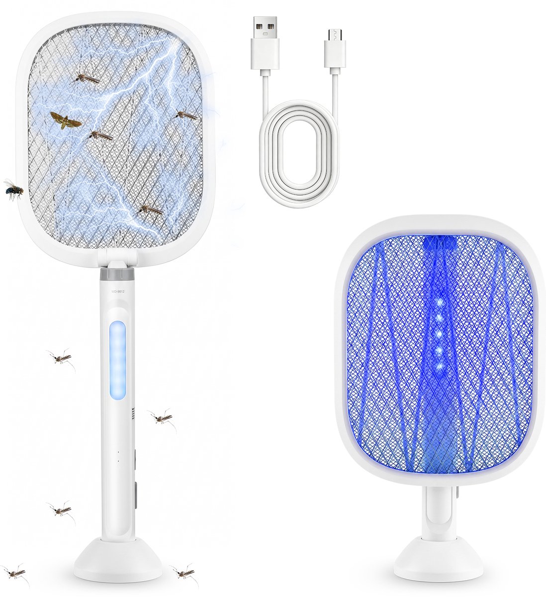 Oraymin Elektrische Vliegenmepper 2-in-1 - Oplaadbaar - UV Muggenlamp met Nachtlamp