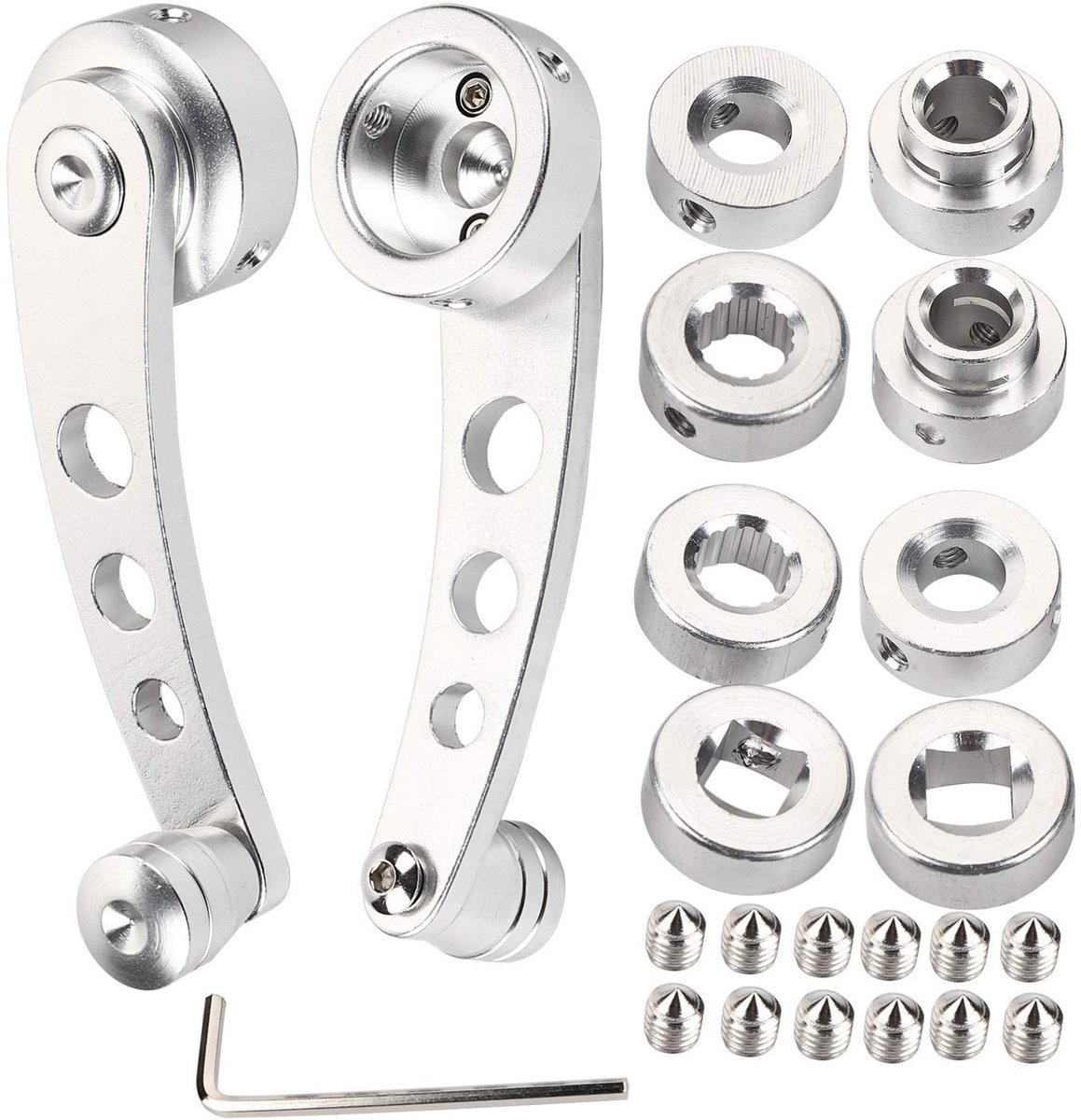 Dailygoods- Raamzwengel 2 stuks - Handmatige Raamgreep - Lichtmetalen Raambediening - Geschikt voor Oldtimers - Hoogwaardig Legeringsmateriaal - Inclusief Accessoires