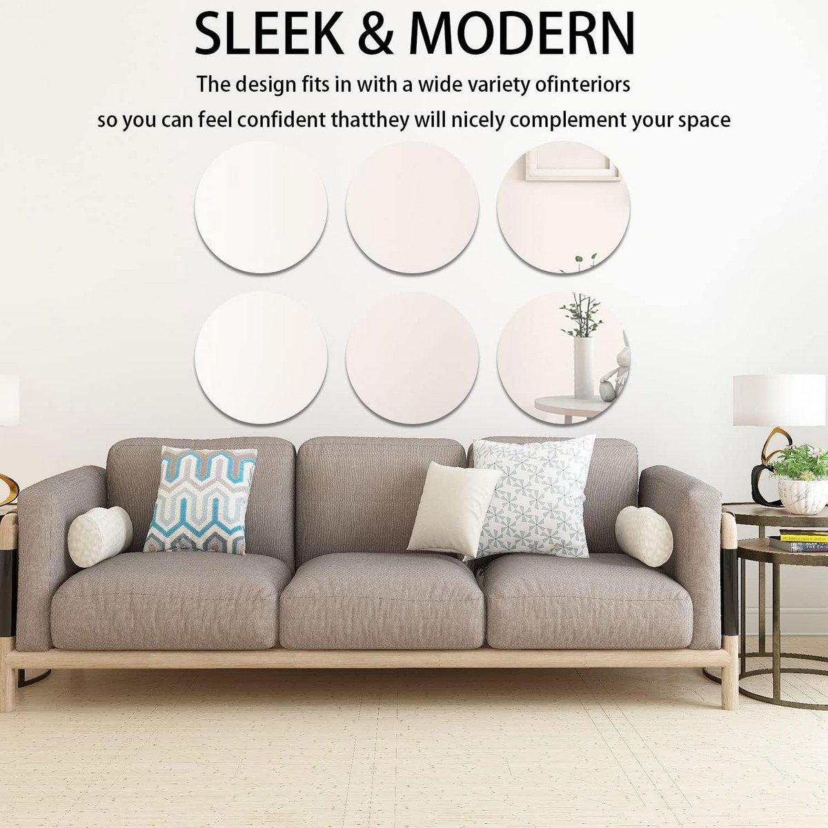 Ronde spiegel - Wandsticker spiegel - Muur decoreren - Zelfklevend en snijdbaar - 24 cm di