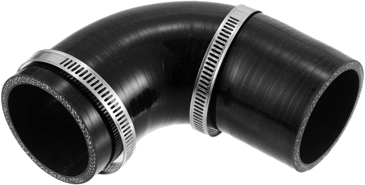 Dailygoods- Slangkoppeling 90 Graden Bocht - Silicone - Binnendiameter 57mm - Klemmaatbereik 51-70mm - Zwart - Hoogwaardig Materiaal - Siliconenslang