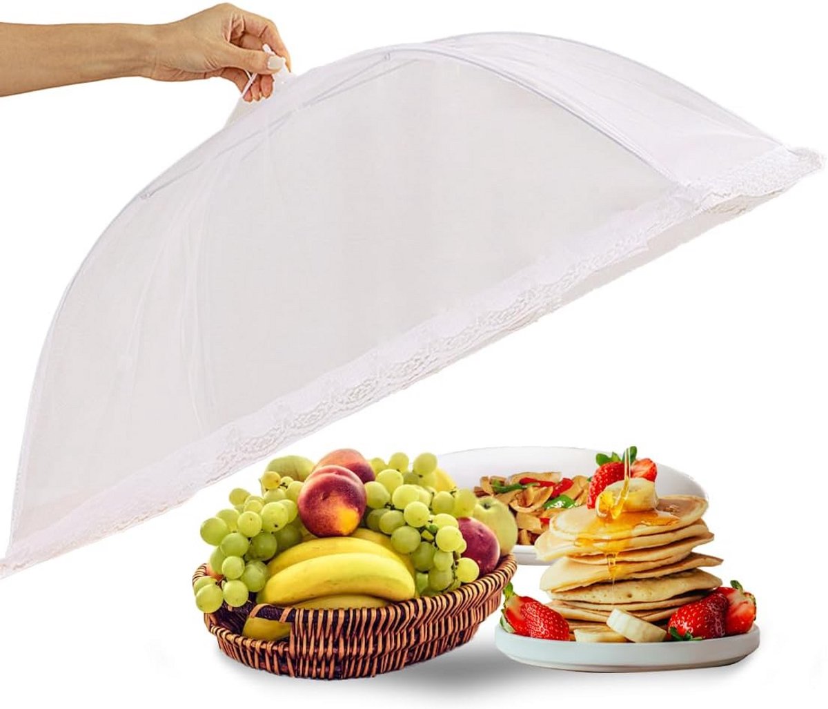 Voedselafdekking - Vliegenkap Eten - Insecten Buitenhouden - Opvouwbaar Mesh - 43 x 43 cm - Wit