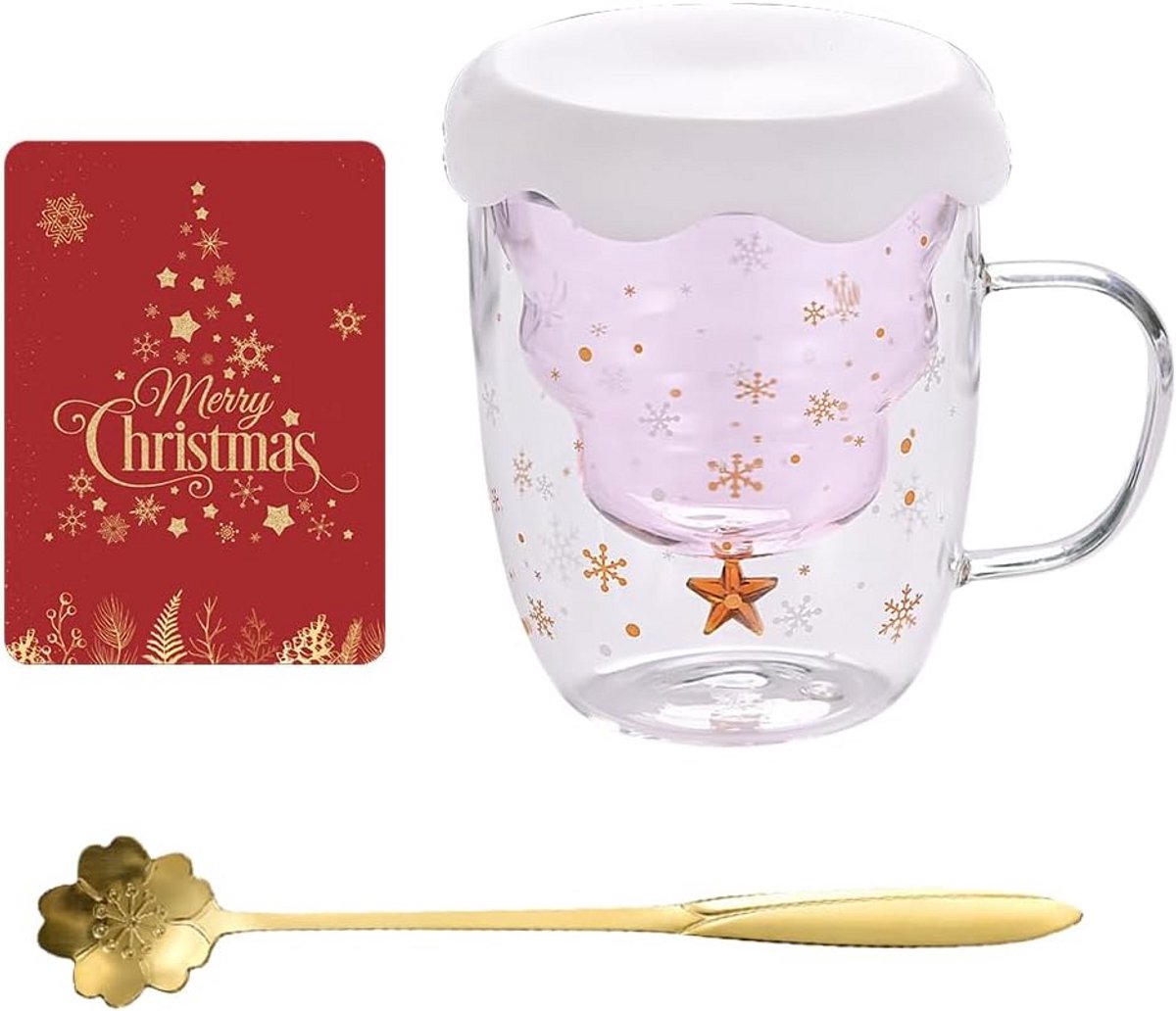 Dubbelwandige glazen met kerststijl voor koffie en thee
