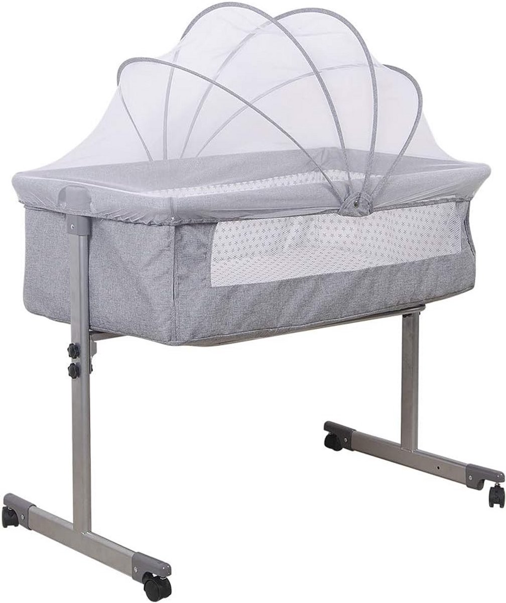 Babywieg met - Reisbed - Veilig Slapen - Met Muggennet - 96 x 57 cm - Grijs