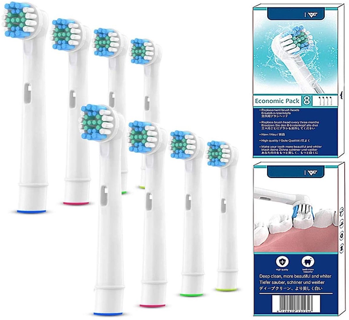 Dailygoods - Vervanging Tandenborstel Hoofd - Navulling voor Elektrische Tandenborstel - Zacht voor Gevoelige Gums - 8 Stuks - Dual Clean Plaque Preci...