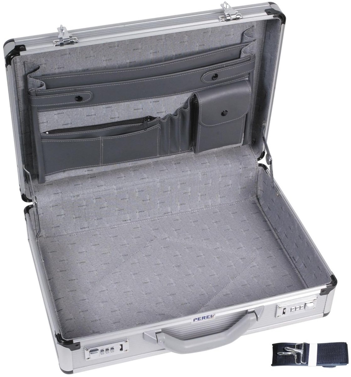 Attestkoffer Aluminium - Laptoptas Zakelijk - Documenten Vervoeren - Dubbele Cijfersloten - 46 x 33 cm - Grijs