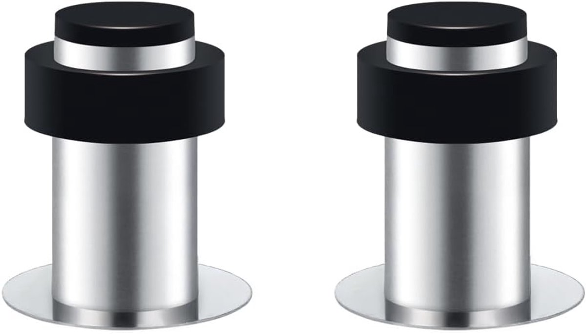 Roestvrij Stalen Deurstopper - Deurstop Set - Muren Beschermen - Zelfklevend of Geschroefd - Hoogte 60mm - Zilver