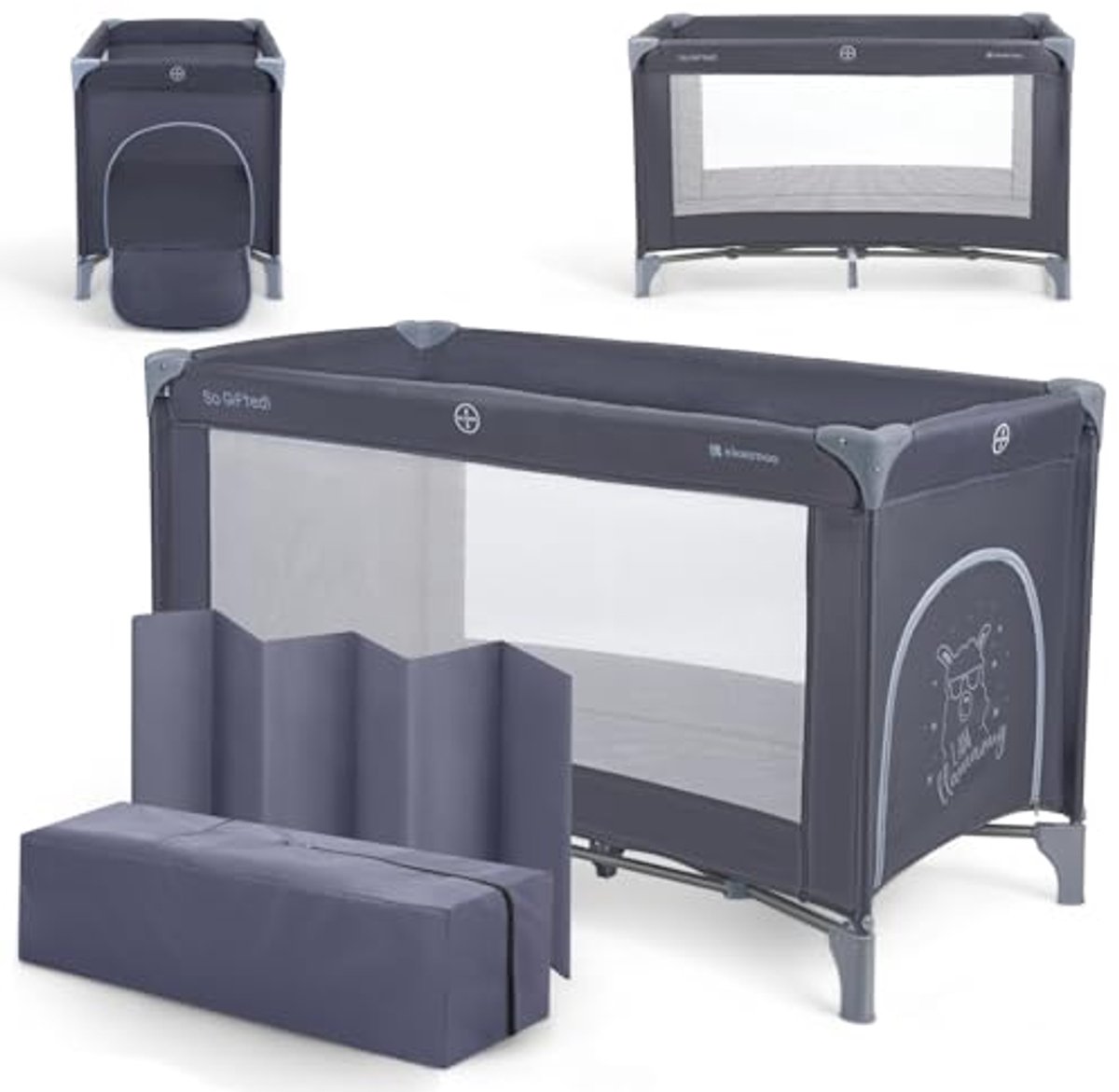 Reisbed - Babybed - Slapen en spelen - Compact opvouwbaar - 120 x 60 cm - Marineblauw