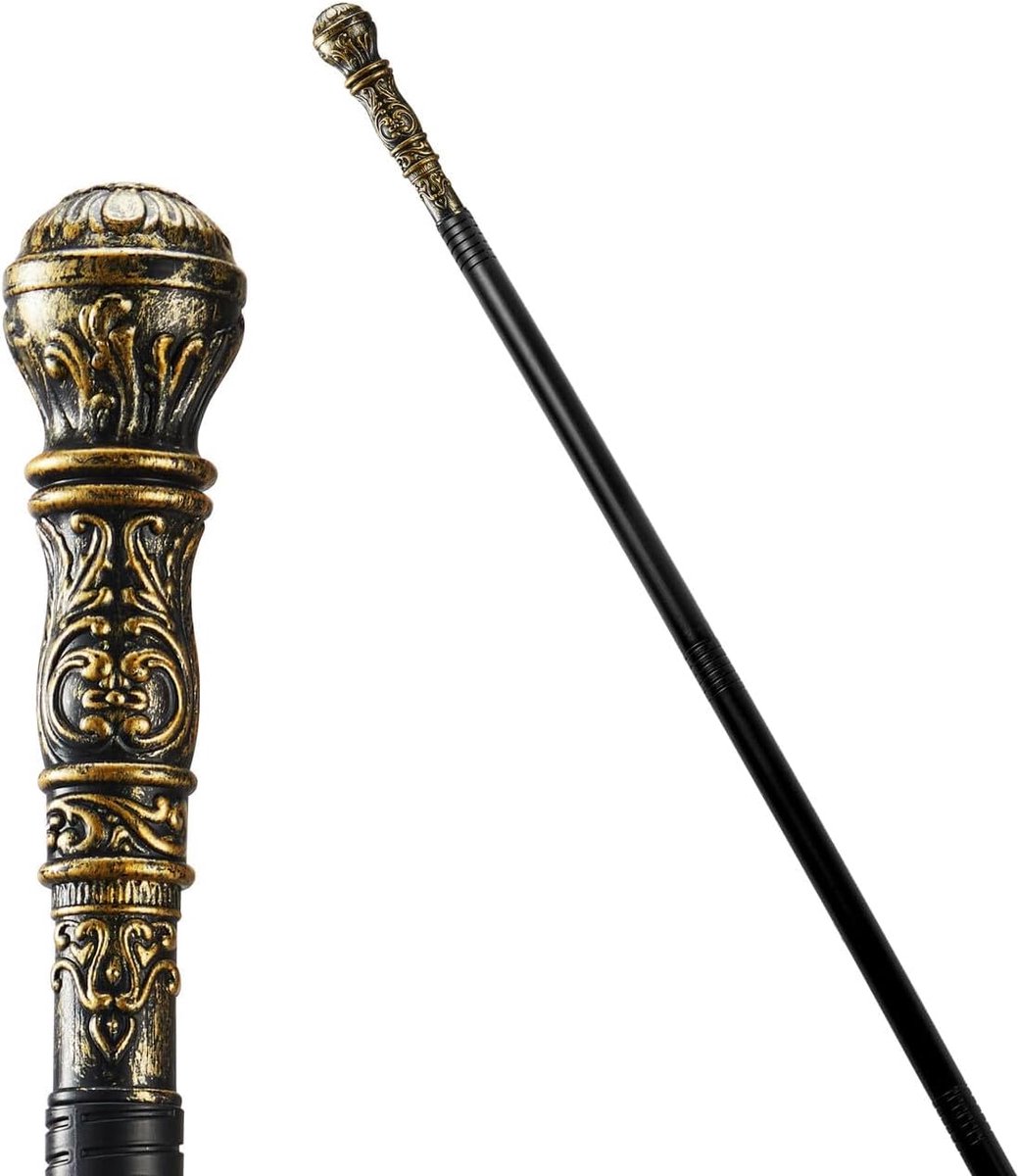 Wandelstok - Rekwisietstok Kostuum - Verkleedfeest Accessoire - Uniek Gothic Design - 140 cm Lang - Goud