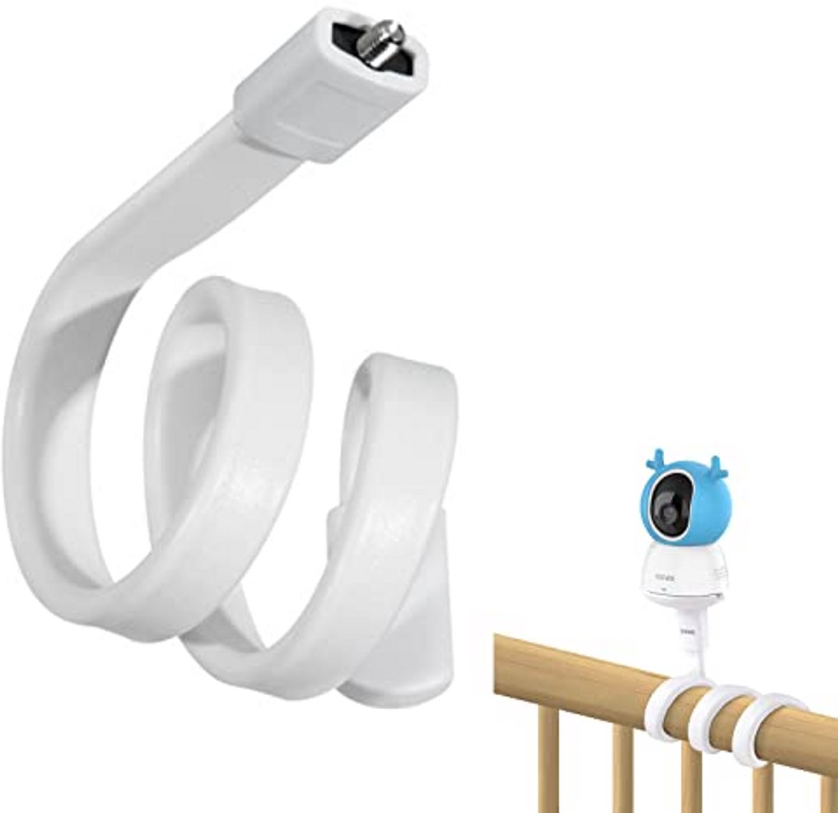 Babyfoon Houder - Camera Klem - Baby in de gaten - Buigbaar Zonder Boren - 52 cm - Wit