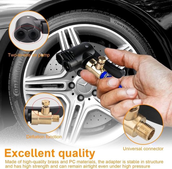 Ventieladapters 2 stuks - Fiets ventiel - Band oppompen - Twee-in-één ontwerp - 7.8mm schroefdraad - Zwart — afbeelding 5