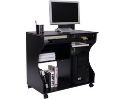 Compact Bureau - Schrijftafel - Computerbureau - Bureautafel - Bureau - Verrijdbaar - 80 x 48 x 76 cm - Zwart
