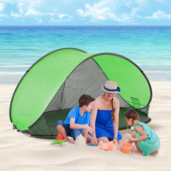Strand Tent - Opgooi Tent - Zon Bescherming - Snel Opgezet - 220 x 120 x 100 cm - Groen — afbeelding 4