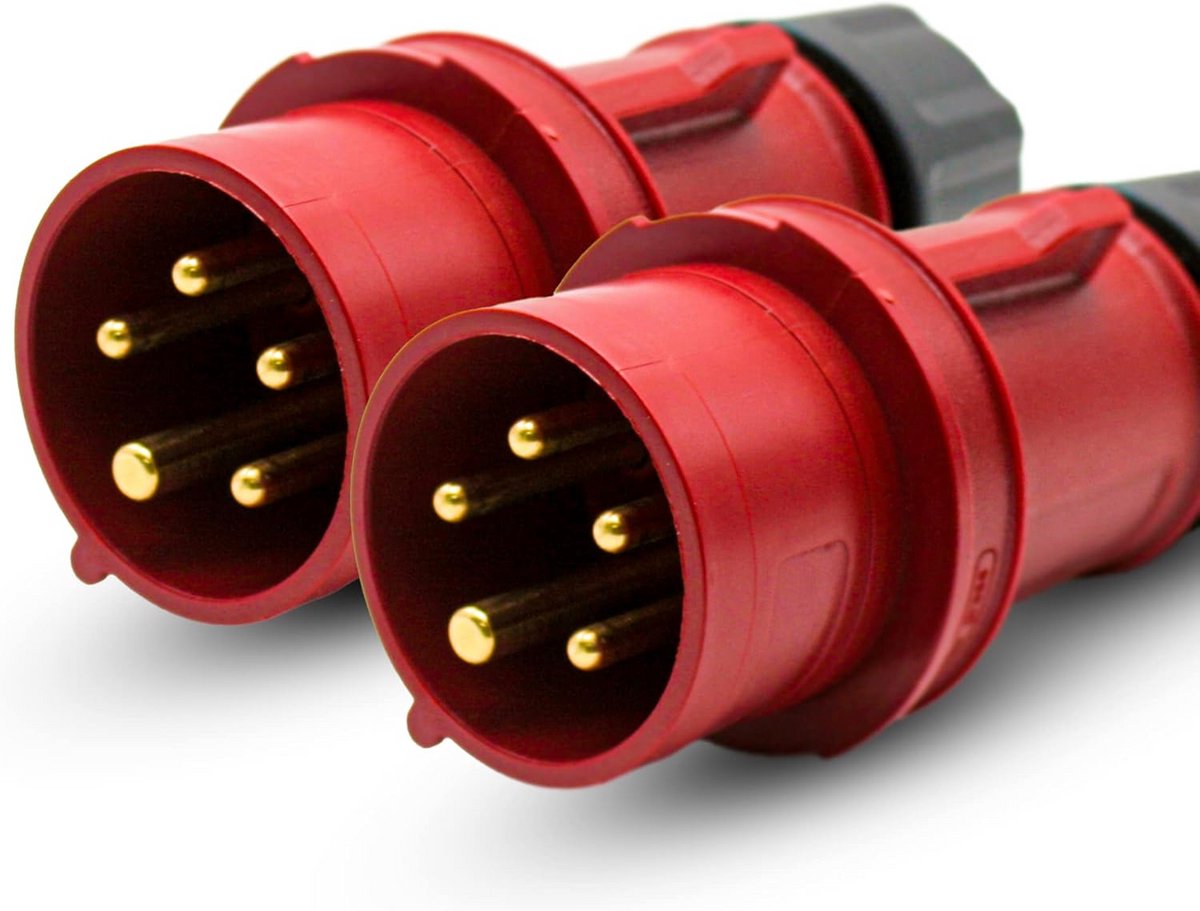 Industriële Stekkers - Driefase Contactdozen - Stroom Aansluiten - IP44 Waterbestendig - 32A 5-polig - Rood