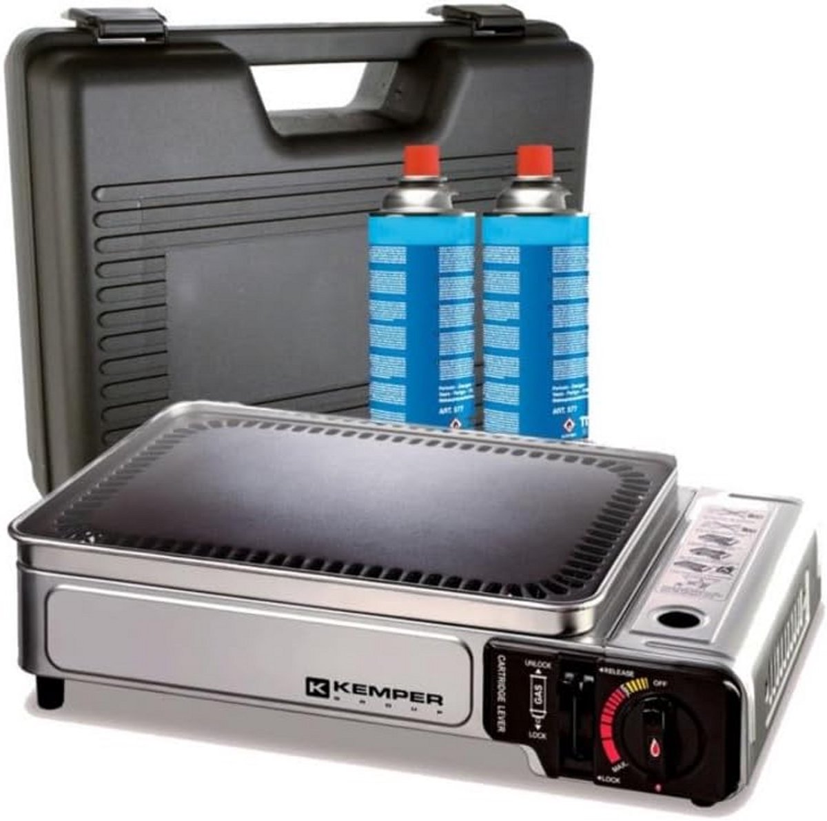 Draagbare Gas Plancha - Buiten Grill - Kamperen en Reizen - Antiaanbaklaag - 34 x 25 cm - Zilverkleurig