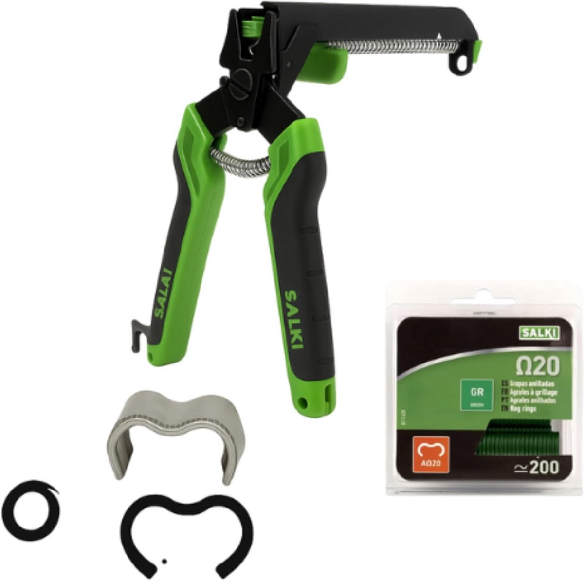 Nietmachine voor hekken - Ringklemtang - Hekken bevestigen - Geïntegreerde draadsnijder - 200 nietjes - Groen