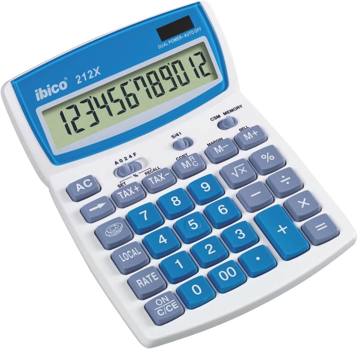 Tafelrekenmachine - Rekenapparaat Kantoor - Dagelijkse Berekeningen - Draaibaar LCD-scherm - 10 Cijfers - Wit Blauw