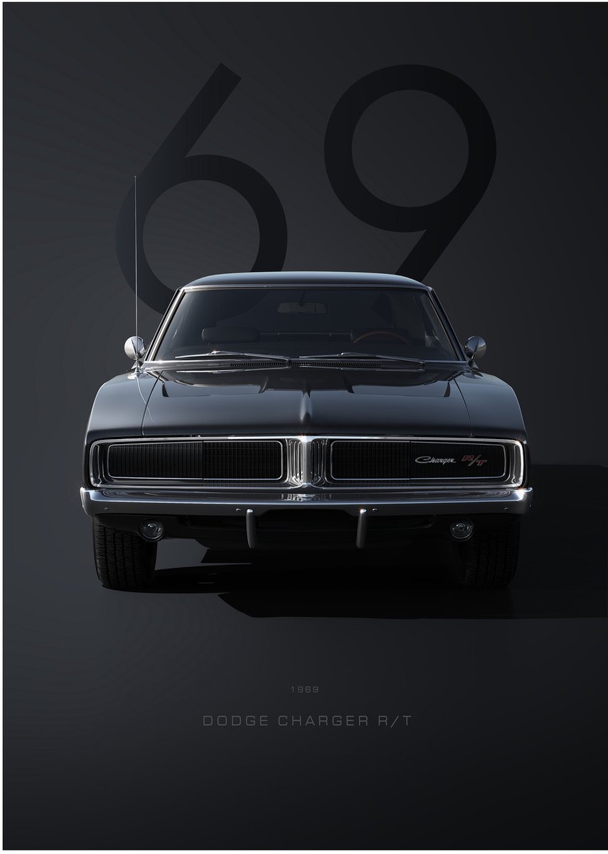 Dodge Charger R/T 1969 - Dibond Wandprint - 100x140 cm - Aluminium Wanddecoratie - Premium Muscle Car Kunstdruk - Galerij Kwaliteit - Dodge Charger