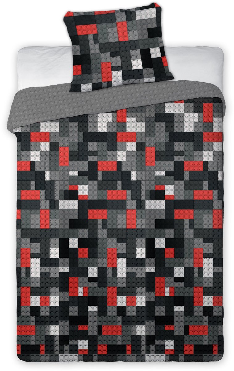 DREAMEE Dekbedovertrek Lego stenen dark - 140 x 200 cm