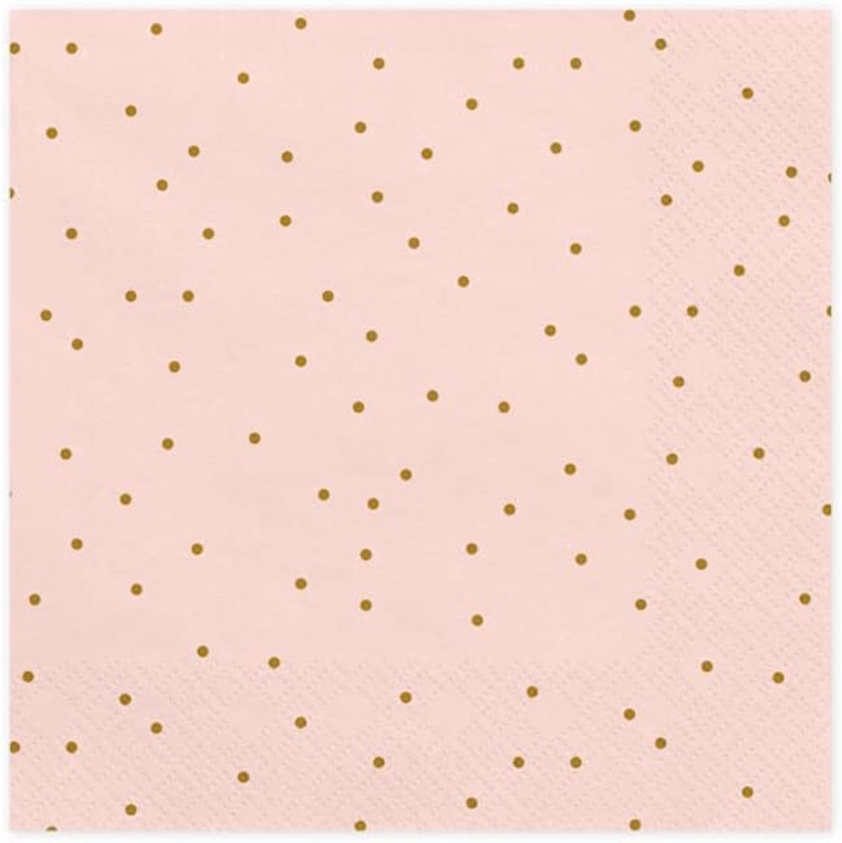 20 Lichtroze Papieren Servetten met Gouden Stippen (33x33 cm) - Feestdecoratie