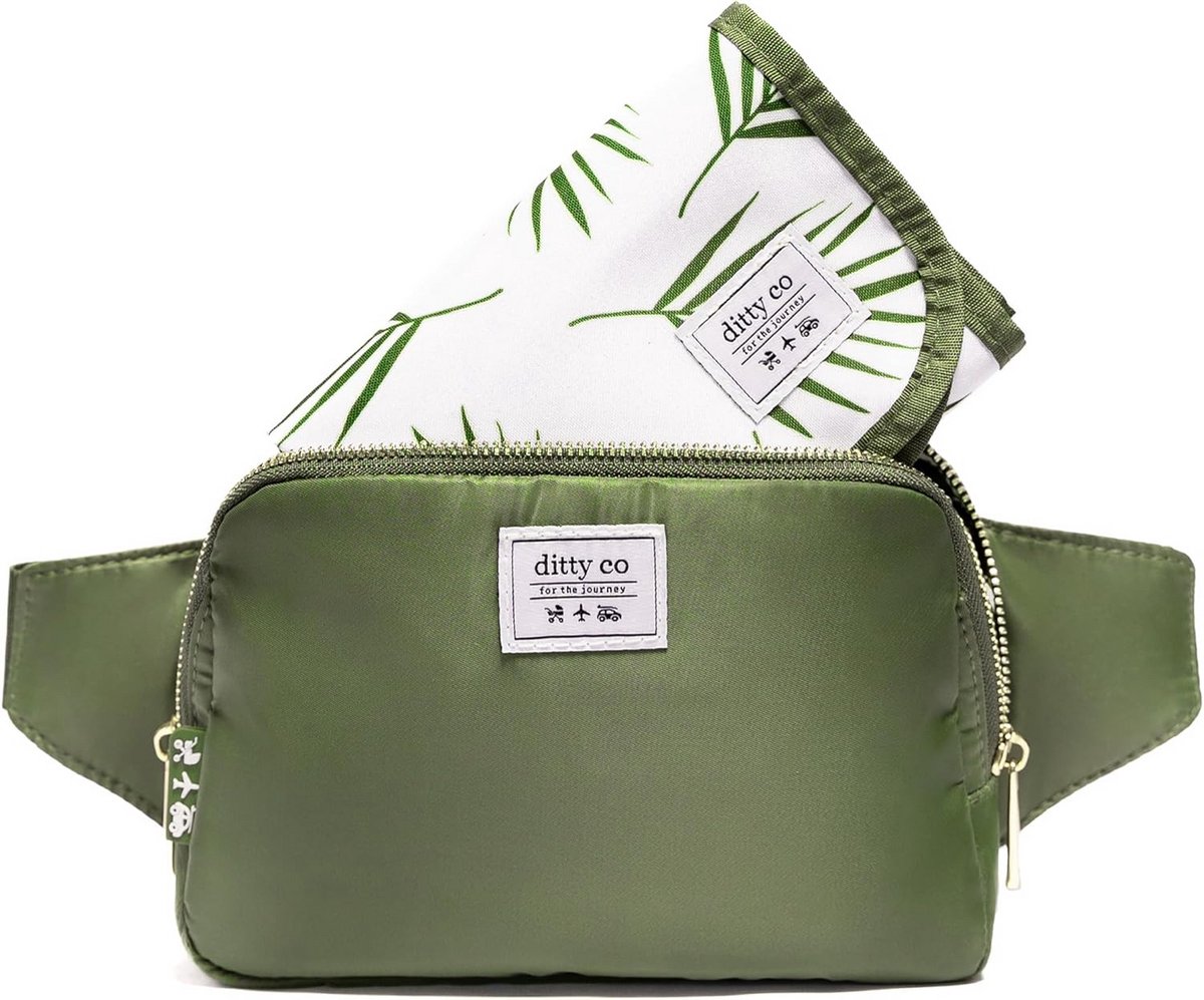 Mini Luiertas - Heuptas Crossbody - Baby Verzorging - Waterproof Wasbaar - 21 cm - Olijfgroen