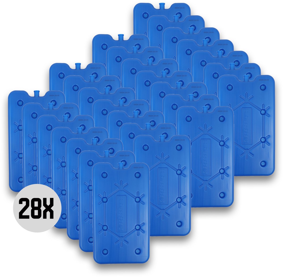 DULA platte koelelementen voor koelbox en koeltas - Freezeboard blauw plat - 28 stuks - 400 gram - 14 x 25 x 1.5 cm