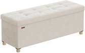 Joorly Opbergbank met Opbergruimte – Opbergpoef & Voetenbank – 112L Opbergbox – Opvouwbare Zitbank – 110 x 38 x 40 cm – Draagvermogen 300 kg – Beige