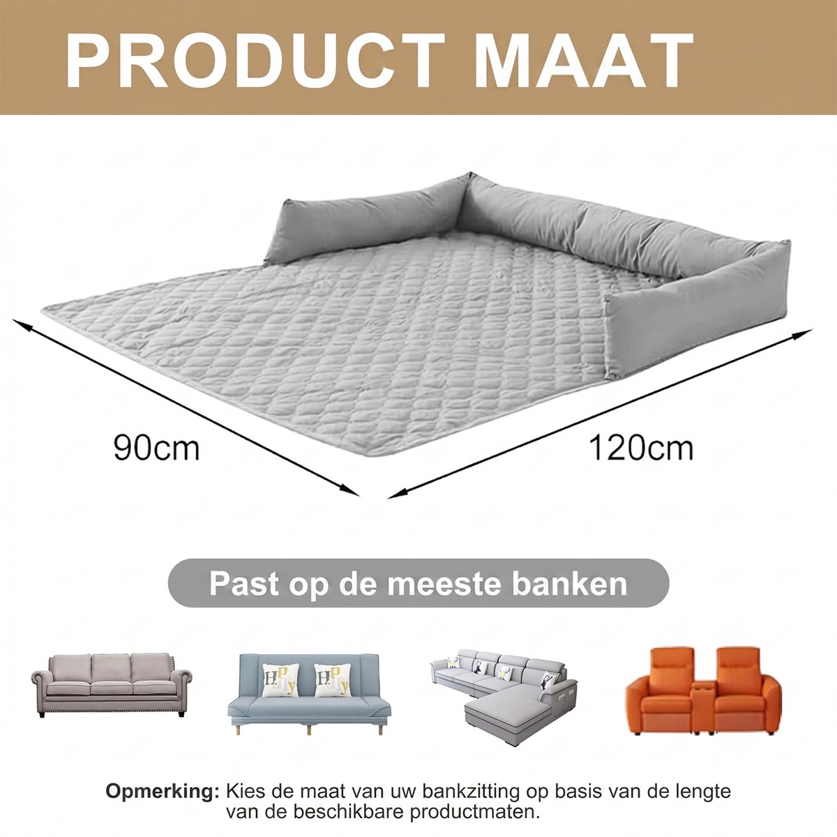 Waterdichte Hondenmat-Anti Vuil Auto Hondenmat-Kat en Hond Autostoel Beschermmat-Antislip Huisdier Mat-Quilt Patroon Lichtgrijs-90x120cm