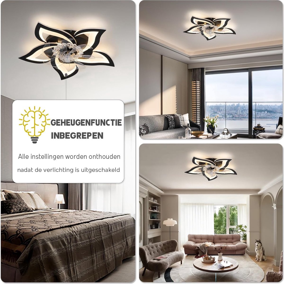 Equivera Plafonniere met Ventilator - Plafondventilator - Plafondventilator Afstandsbediening - Plafondventilator Slaapkamer - Plafond Ventilator met Verlichting - Plafondlamp - Plafonniere - Ideaal voor in uw slaapkamer! thumbnail 7